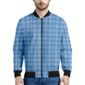 Solf Blue Tattersall Pattern Print Men's Bomber Jacket