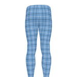 Solf Blue Tattersall Pattern Print Men's leggings