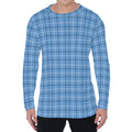 Solf Blue Tattersall Pattern Print Men's Long Sleeve T-Shirt