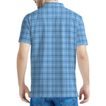 Solf Blue Tattersall Pattern Print Men's Polo Shirt