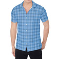 Solf Blue Tattersall Pattern Print Men's Shirt