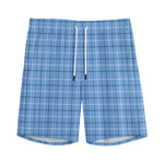 Solf Blue Tattersall Pattern Print Men's Sports Shorts