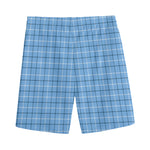Solf Blue Tattersall Pattern Print Men's Sports Shorts