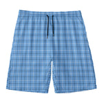 Solf Blue Tattersall Pattern Print Men's Swim Trunks