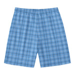 Solf Blue Tattersall Pattern Print Men's Swim Trunks