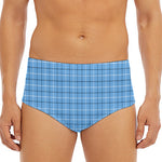 Solf Blue Tattersall Pattern Print Men's Triangle Swim Briefs