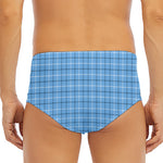 Solf Blue Tattersall Pattern Print Men's Triangle Swim Briefs