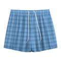 Solf Blue Tattersall Pattern Print Mesh Shorts