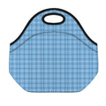 Solf Blue Tattersall Pattern Print Neoprene Lunch Bag