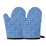 Solf Blue Tattersall Pattern Print Oven Mitts