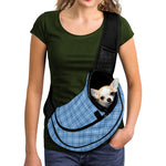 Solf Blue Tattersall Pattern Print Pet Sling Carrier