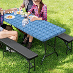 Solf Blue Tattersall Pattern Print Picnic Table Cover