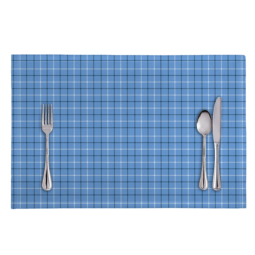 Solf Blue Tattersall Pattern Print Placemat