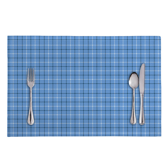 Solf Blue Tattersall Pattern Print Placemat