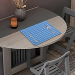 Solf Blue Tattersall Pattern Print Placemat