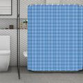 Solf Blue Tattersall Pattern Print Polyester Shower Curtain