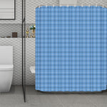 Solf Blue Tattersall Pattern Print Polyester Shower Curtain