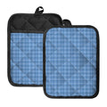Solf Blue Tattersall Pattern Print Pot Holders With Pocket