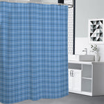Solf Blue Tattersall Pattern Print Premium Shower Curtain