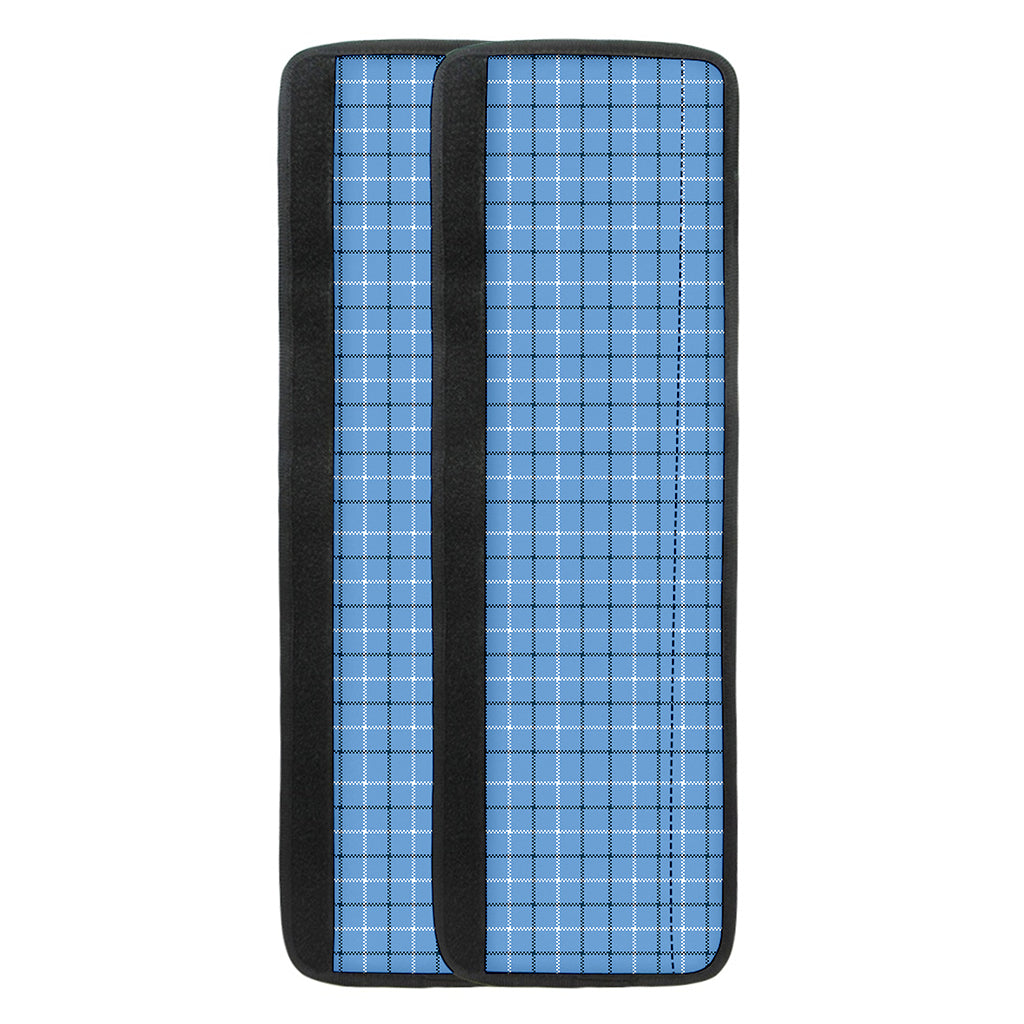 Solf Blue Tattersall Pattern Print Refrigerator Handle Covers
