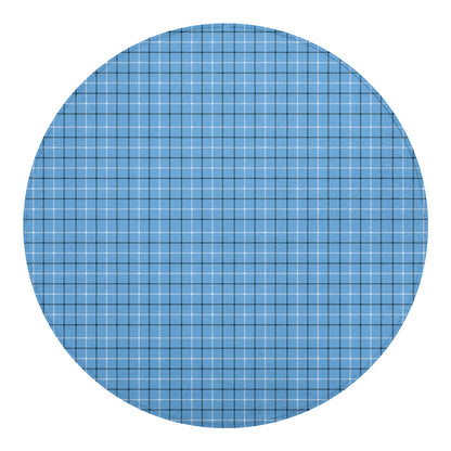 Solf Blue Tattersall Pattern Print Round Blanket