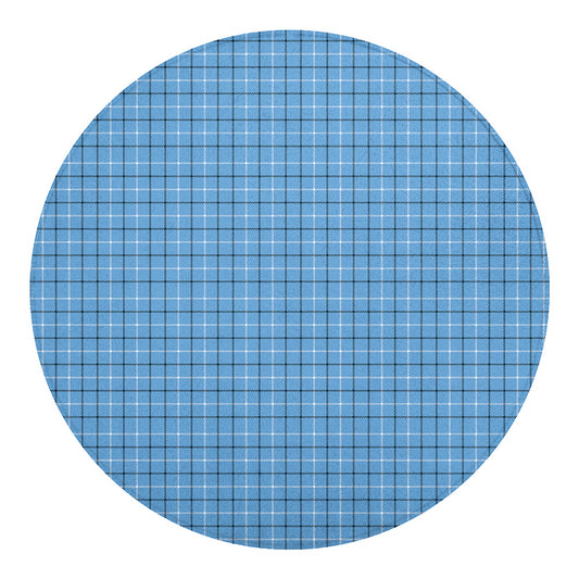 Solf Blue Tattersall Pattern Print Round Blanket