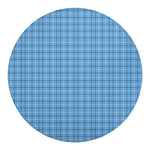Solf Blue Tattersall Pattern Print Round Blanket