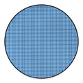 Solf Blue Tattersall Pattern Print Round Floor Mat