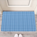 Solf Blue Tattersall Pattern Print Rubber Doormat