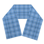 Solf Blue Tattersall Pattern Print Scarf