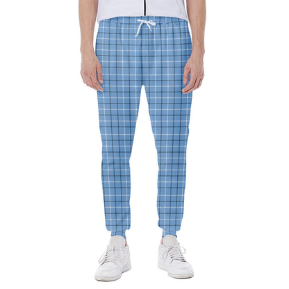 Solf Blue Tattersall Pattern Print Scuba Joggers