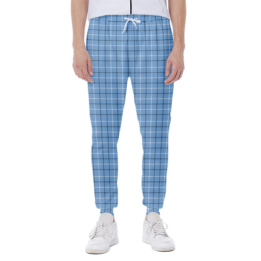 Solf Blue Tattersall Pattern Print Scuba Joggers
