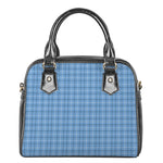 Solf Blue Tattersall Pattern Print Shoulder Handbag