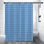 Solf Blue Tattersall Pattern Print Shower Curtain