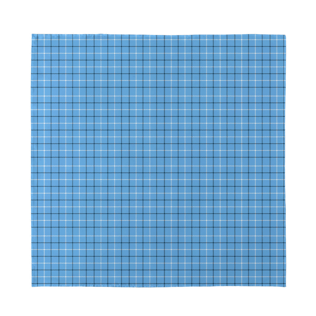Solf Blue Tattersall Pattern Print Silk Bandana