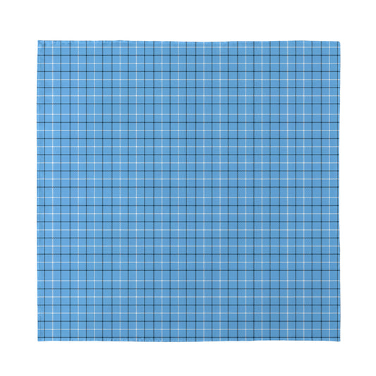 Solf Blue Tattersall Pattern Print Silk Bandana