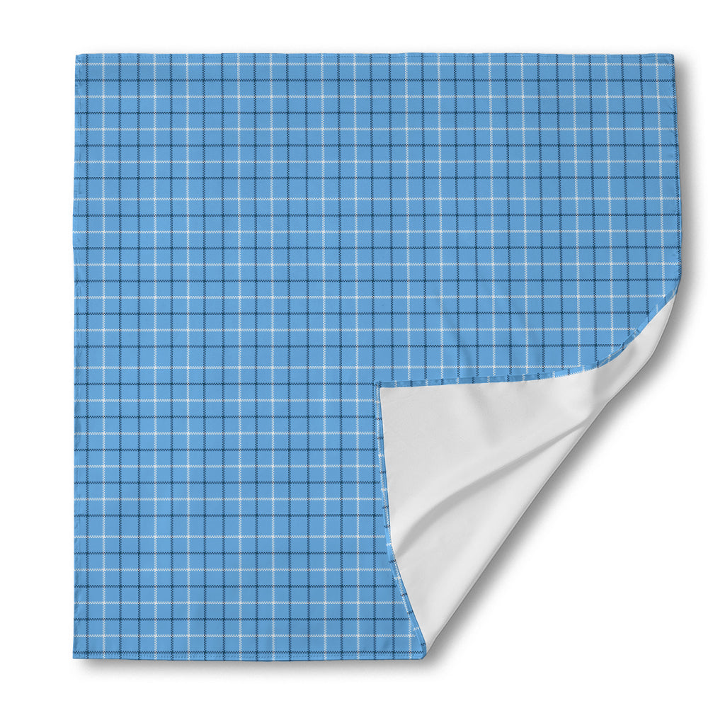 Solf Blue Tattersall Pattern Print Silk Bandana