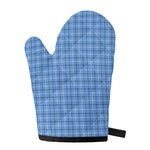 Solf Blue Tattersall Pattern Print Single Oven Mitt
