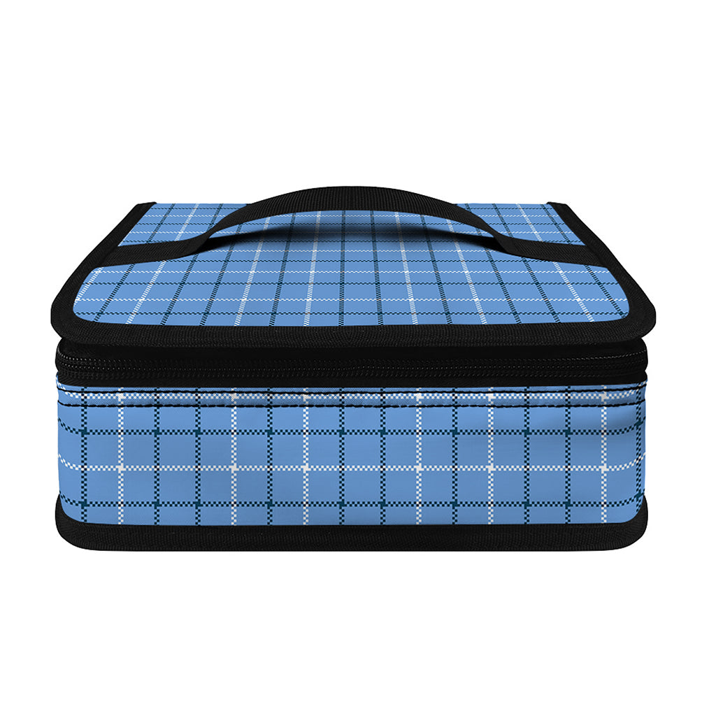 Solf Blue Tattersall Pattern Print Small Lunch Bag