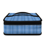Solf Blue Tattersall Pattern Print Small Lunch Bag