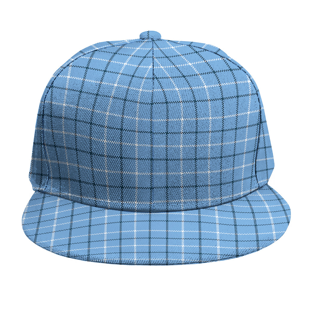 Solf Blue Tattersall Pattern Print Snapback Cap