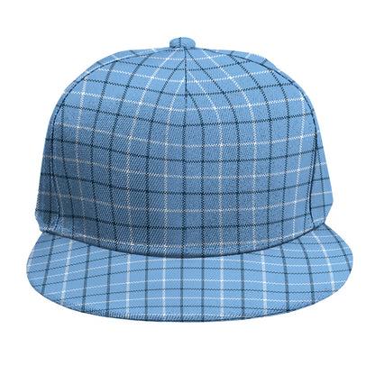 Solf Blue Tattersall Pattern Print Snapback Cap