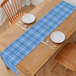 Solf Blue Tattersall Pattern Print Table Runner