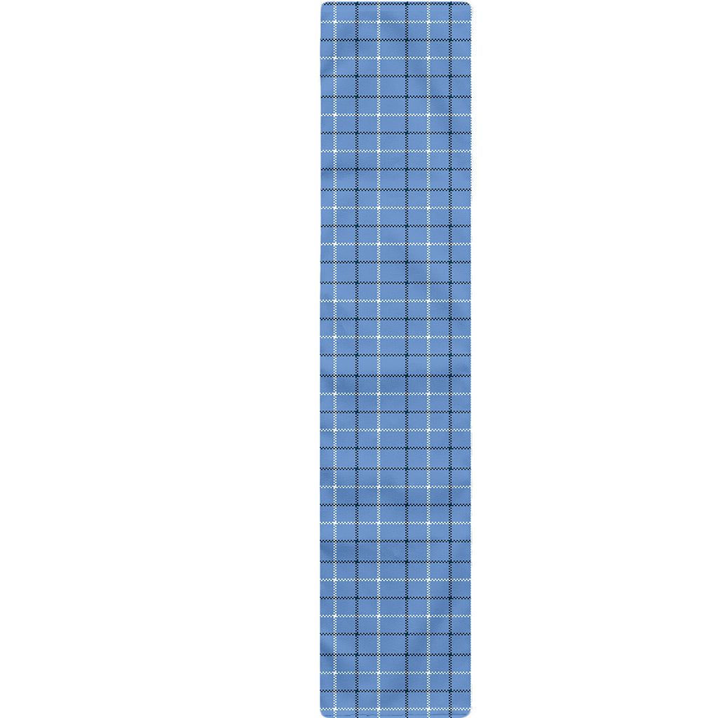 Solf Blue Tattersall Pattern Print Table Runner