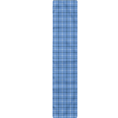 Solf Blue Tattersall Pattern Print Table Runner