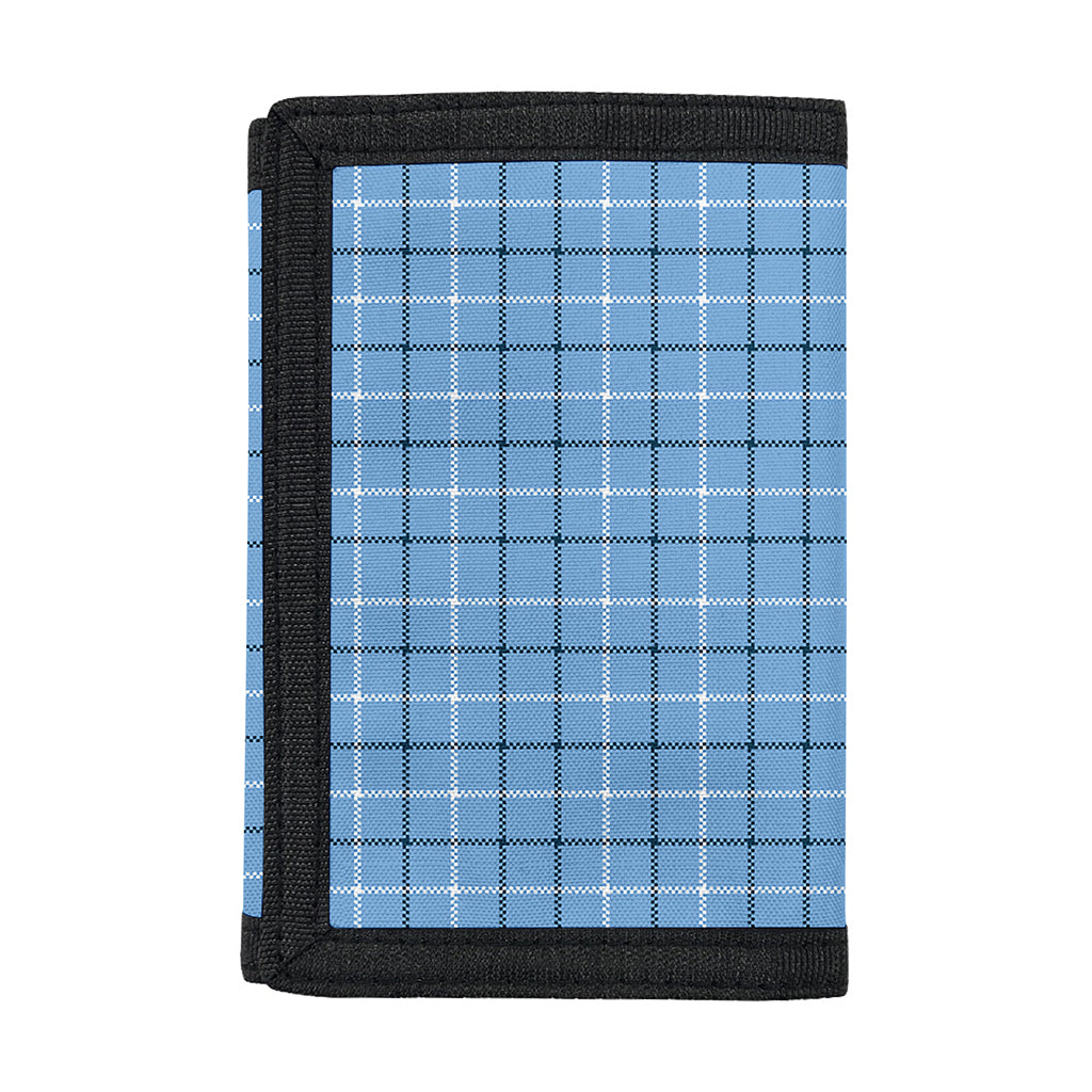 Solf Blue Tattersall Pattern Print Trifold Wallet