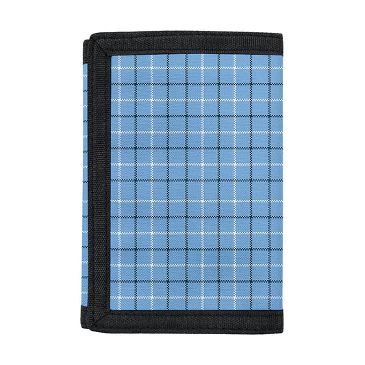 Solf Blue Tattersall Pattern Print Trifold Wallet