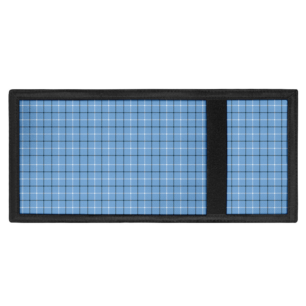 Solf Blue Tattersall Pattern Print Trifold Wallet