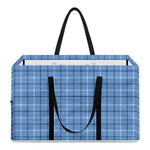 Solf Blue Tattersall Pattern Print Utility Tote Bag