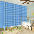 Solf Blue Tattersall Pattern Print Wall Sticker